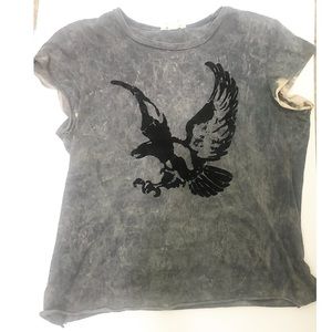 Tie Dye Gray Eagle Acid Wash Baby Tee